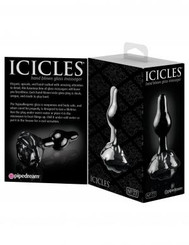 Icicles No 77 Black Rose Glass Massager Adult Sex Toy