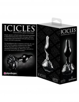 Icicles No 77 Black Rose Glass Massager Adult Sex Toy