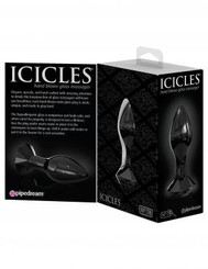 Icicles No 78 Black Glass Massager Gem End by Pipedream Products