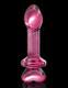 Pipedream Icicles No 82 Pink Glass Massager Ribbed with Heart End - Product SKU PD288200