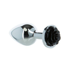 Lux Active Black Rose 3.5in Metal Butt Plug Medium Sex Toy