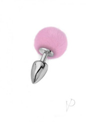 Iris Medium Silver Plug with Pink Pom Pom Best Sex Toys