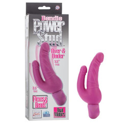 Bendie Power Stud Over & Under Double Vibrating Dildo Waterproof - Pink Adult Toy
