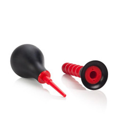 Ribbed Anal Douche Black Red Adult Toy