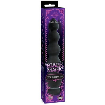 Black Magic 7 inches Ribbed Vibrator by Doc Johnson
