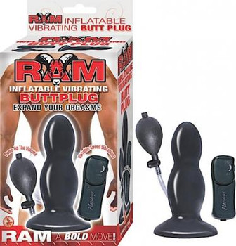 Ram Inflatable Vibrating Butt Plug - Black Best Sex Toys