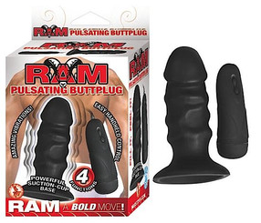 Ram Pulsating Butt Plug Black Sex Toys