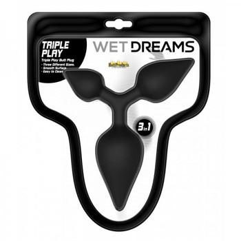 3 in 1 Triple Play Anal Plug Multi Size Black by Hott Products