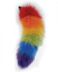 Rainbow Foxy Tail with Stainless Steel Butt Plug Best Sex Toys