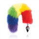 Rainbow Foxy Tail with Stainless Steel Butt Plug by Hott Products - Product SKU HO3242