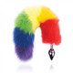 Rainbow Foxy Tail with Stainless Steel Butt Plug by Hott Products - view 2
