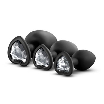 Bling Plugs Training Kit Black with White Gems Best Sex Toy