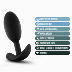 Anal Adventures Platinum Silicone Vibra Slim Plug Medium Black Sex Toys