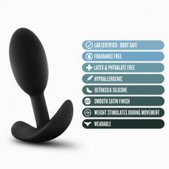 Anal Adventures Platinum Silicone Vibra Slim Plug Small Black by Blush Novelties