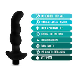 Anal Adventures Platinum Silicone Vibrating Prostate Massager 03 Black by Blush Novelties