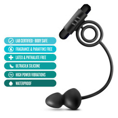 Anal Adventures Platinum Silicone Anal Plug W Vibrating C Ring Black by Blush Novelties