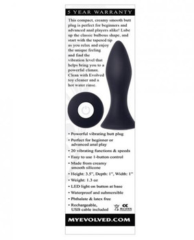 Mighty Mini Butt Plug Rechargeable Black Vibrator by Evolved Novelties