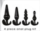 4 Piece Anal Plug Kit Black by Evolved Novelties - Product SKU ENAEWF49442