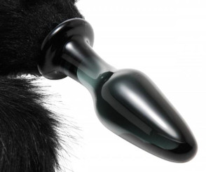 Tailz Midnight Fox Glass Butt Plug With Tail Black by XR Brands
