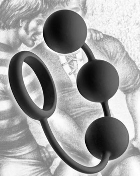 Tom Of Finland Erection Ring with 3 Weighted Balls by XR Brands