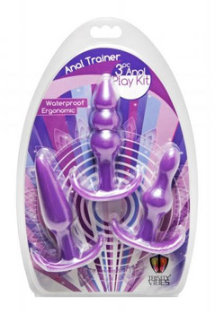 Anal Trainer 3 Piece Anal Play Kit Butt Plugs Purple Adult Sex Toys