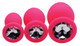 XR Brands Frisky Pink Pleasure 3 Piece Silicone Anal Plugs with Gems - Product SKU XRAE902PNK