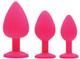 Frisky Pink Pleasure 3 Piece Silicone Anal Plugs with Gems by XR Brands - Product SKU XRAE902PNK