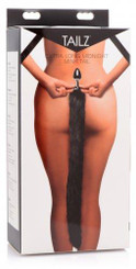 Extra Long Mink Tail Metal Anal Plug Black Sex Toy