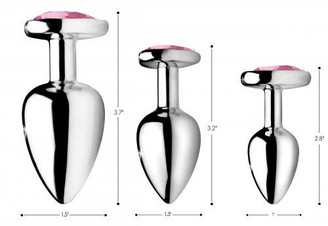 Booty Sparks Pink Heart Gem Anal Plug Set by XR Brands