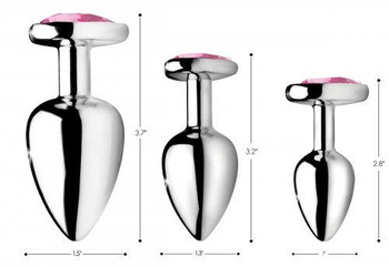Booty Sparks Pink Heart Gem Anal Plug Set by XR Brands