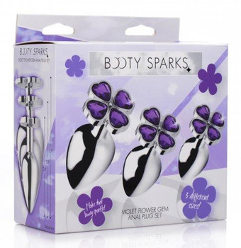 Booty Sparks Violet Flower Gem Anal Plug Set Adult Sex Toy