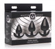 XR Brands Triple Spades 3 Piece Anal Plug Set Black - Product SKU XRAG342