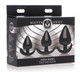 Triple Spades 3 Piece Anal Plug Set Black by XR Brands - view 3