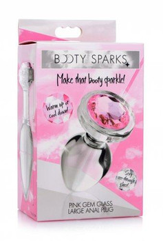 Booty Sparks Pink Gem Glass Anal Plug Large Best Sex Toy