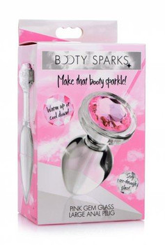Booty Sparks Pink Gem Glass Anal Plug Large by XR Brands
