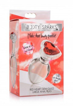 Booty Sparks Red Heart Glass Anal Plug Large Best Sex Toys