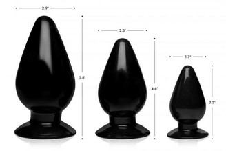 Master Series Triple Cones 3pc Anal Plug Set Black Sex Toy