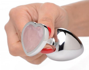The Booty Sparks Gemstones Large Heart Anal Plug Rose Quartz Sex Toy For Sale