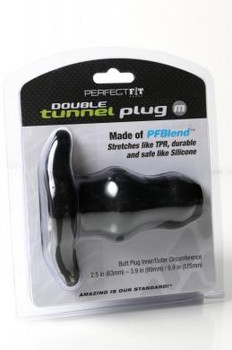 Double Tunnel Plug Black Medium by Perfect Fit Brand