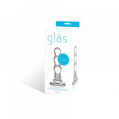 Glass Triple Play Beaded Butt Plug Clear by Glas Toy