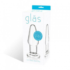 Glas 3.5 inches Glass Butt Plug Clear by Glas Toy