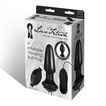 Lux Fetish 4 inches Inflatable Vibrating Butt Plug Black by Electric Eel Inc