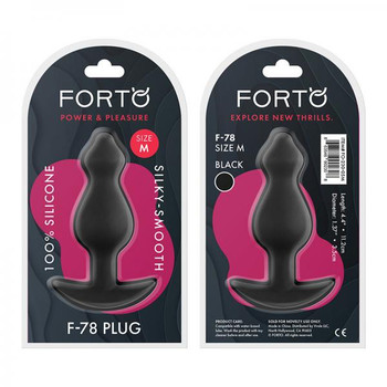 Forto F-78: Pointee 100% Silicone Plug Medium Black Adult Toys