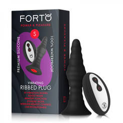 Forto Vibe Ribbed Plug W/remote Sm Blk Adult Toys