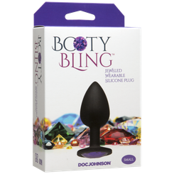 Booty Bling Small Black Plug Purple Stone by Doc Johnson