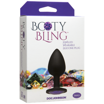 Booty Bling Small Black Plug Purple Stone by Doc Johnson