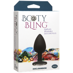 Booty Bling Small Black Plug Silver Stone by Doc Johnson