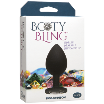 Booty Bling Black Plug Large Silver Stone Adult Toy
