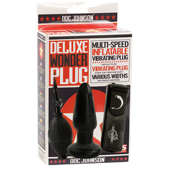 Deluxe Wonder Plug Inflatable Vibrating Black by Doc Johnson