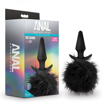 Anal Adventures Platinum - Rabbit Tail Plug - Black Adult Sex Toys